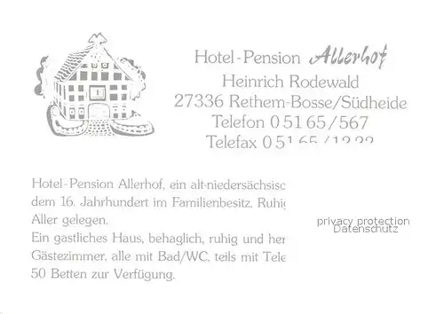 AK / Ansichtskarte Bosse_Rethem Hotel Pension Allerhof Garten Bosse Rethem