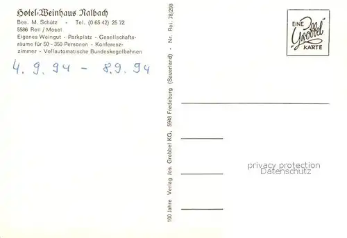 AK / Ansichtskarte Reil_Mosel Hotel Weinhaus Nalbach Restaurant Kegelbahn Reil_Mosel