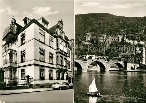 AK / Ansichtskarte Heidelberg_Neckar Pension Odenwald Neckarbruecke Schloss Heidelberg Neckar