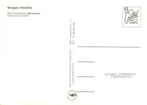 AK / Ansichtskarte Meckhausen Berghaus Ederblick Restaurant Schloss Berleburg Meckhausen