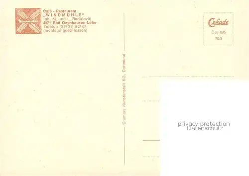 AK / Ansichtskarte Lohe_Bad_Oeynhausen Cafe Restaurant Windmuehle Lohe_Bad_Oeynhausen