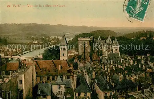 AK / Ansichtskarte Pau Vue de la vallee du Gave la ville Eglise Chateau Pau