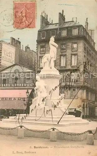 AK / Ansichtskarte Bordeaux Monument Gambetta Bordeaux