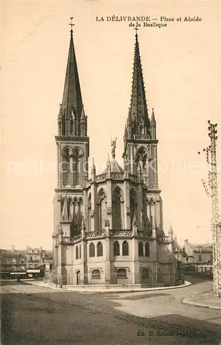 AK / Ansichtskarte La_Delivrande Place et Abside de la Basilique La_Delivrande