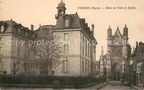 AK / Ansichtskarte Vernon_Eure Hotel de Ville Eglise Vernon Eure