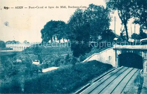 AK / Ansichtskarte Agen_Lot_et_Garonne Pont Canal et ligne du Midi Bordeaux Cette Chemin de fer Agen_Lot_et_Garonne