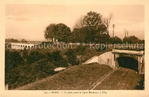 AK / Ansichtskarte Agen_Lot_et_Garonne Pont Canal Ligne Bordeaux a Sete Chemin de fer Agen_Lot_et_Garonne