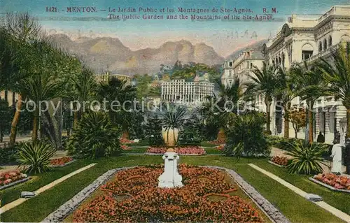 AK / Ansichtskarte Menton_Alpes_Maritimes Jardin Public et les Montagnes de Sainte Agnes Menton_Alpes_Maritimes