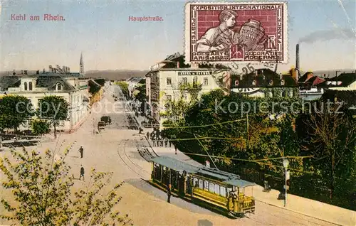 AK / Ansichtskarte Kehl_Rhein Hauptstrasse Strassenbahn Kehl_Rhein