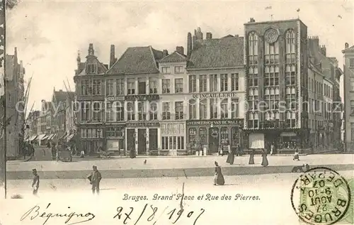 AK / Ansichtskarte Bruges_Brugge_Flandre Grand Place Rue des Pierres  