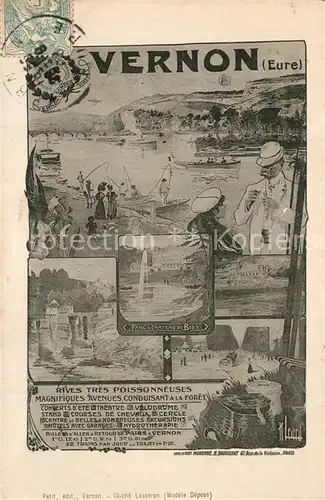 AK / Ansichtskarte Vernon_Eure Rives Tres Poissonneuses Karikatur Vernon Eure