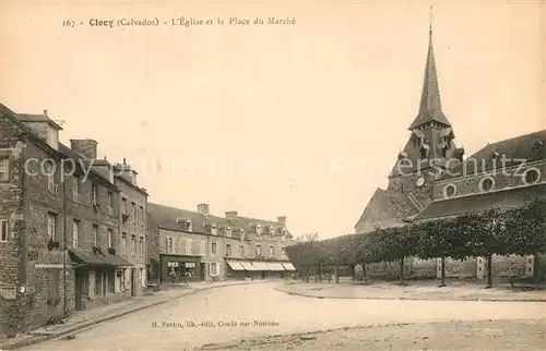 AK / Ansichtskarte Clecy Eglise Place du Marche Clecy