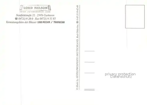 AK / Ansichtskarte Cuxhaven_Nordseebad Lord Nelson und Trafalgar Haeuser Cuxhaven_Nordseebad