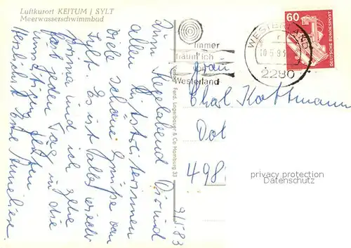 AK / Ansichtskarte Keitum_Sylt Meerwasserschwimmbad Keitum Sylt