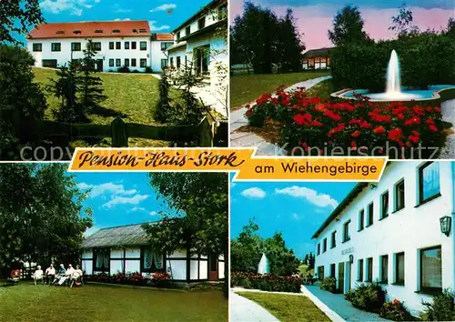 AK / Ansichtskarte Bad_Holzhausen_Luebbecke Pension Haus Stork am Wiehengebirge Park Brunnen Bad_Holzhausen_Luebbecke