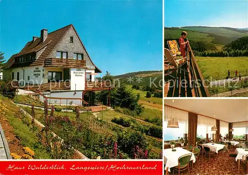 AK / Ansichtskarte Langewiese Haus Waldesblick Gastraum Panorama Langewiese