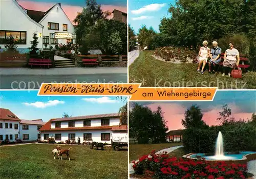 AK / Ansichtskarte Bad_Holzhausen_Luebbecke Pension Haus Stork Park Brunnen Bad_Holzhausen_Luebbecke
