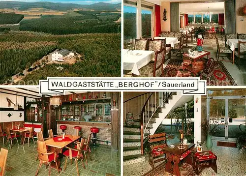 AK / Ansichtskarte Wenden_Biggetal Waldgaststaette Berghof Gastraeume Treppe Wenden Biggetal