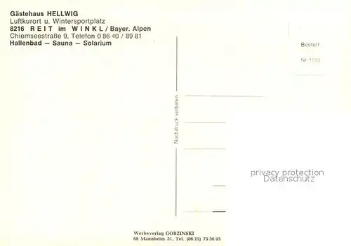 AK / Ansichtskarte Reit_Winkl Gaestehaus Hellwig Reit_Winkl