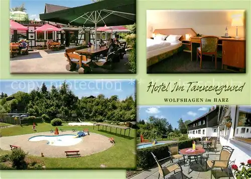 AK / Ansichtskarte Wolfshagen_Harz Hotel Im Tannengrund Zimmer Terrasse Park Wolfshagen Harz