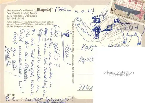 AK / Ansichtskarte Fischen_Allgaeu Restaurant Pension Mayerhof Fischen Allgaeu