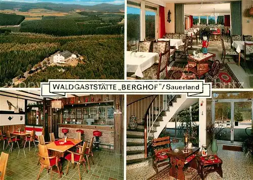 AK / Ansichtskarte Wenden_Biggetal Waldgaststaette Berghof Gastraeume Treppe Wenden Biggetal