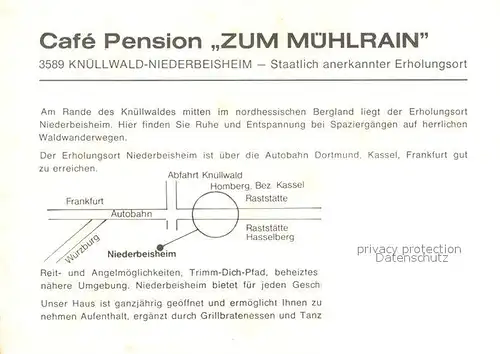 AK / Ansichtskarte Niederbeisheim Pension Zum Muehlrain Gastraeume Terrasse Niederbeisheim