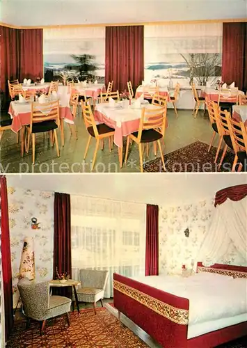 AK / Ansichtskarte Kumreut Pensionshaus Bergschloessl Gastraum Zimmer Kumreut