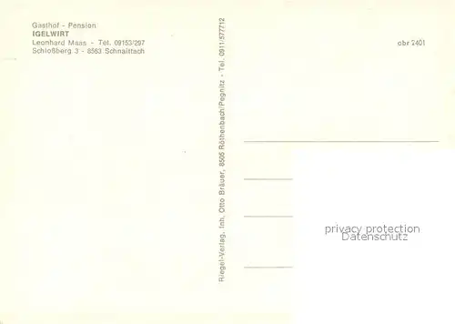 AK / Ansichtskarte Schnaittach Gasthof Igelwirt Bar Terrasse Gastraeume Schnaittach