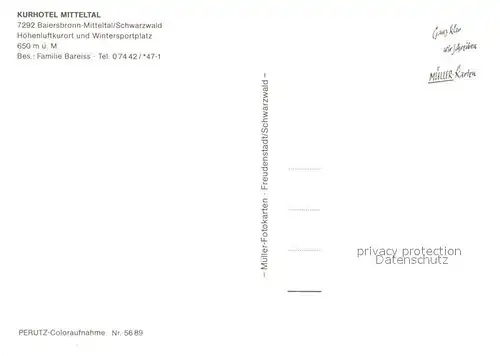 AK / Ansichtskarte Mitteltal_Schwarzwald Kurhotel Mitteltal Schwarzwald