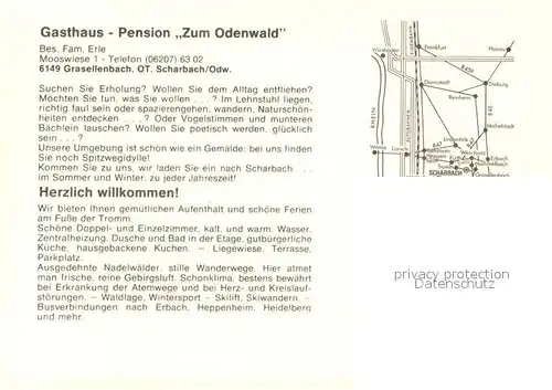 AK / Ansichtskarte Scharbach Gasthaus Pension Zum Odenwald Landschaftspanorama Brunnen Scharbach