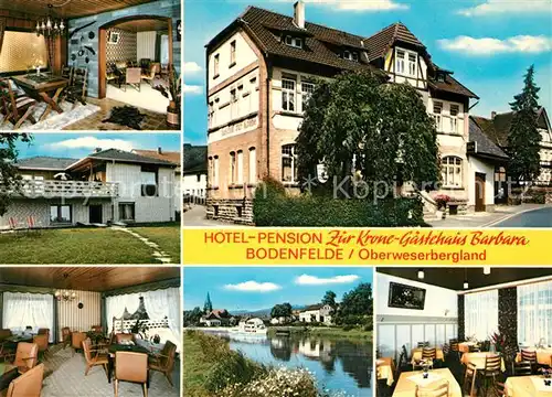 AK / Ansichtskarte Bodenfelde Hotel Pension Zur Krone Partie an der Weser Bodenfelde