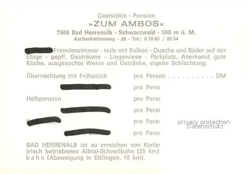 AK / Ansichtskarte Bad_Herrenalb Panorama Gaststaette Pension Zum Ambos Schwarzwald Bad_Herrenalb