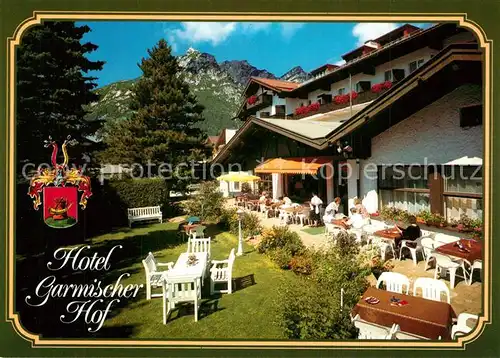 AK / Ansichtskarte Garmisch Partenkirchen Hotel Garmischer Hof Terrasse Alpenblick Garmisch Partenkirchen