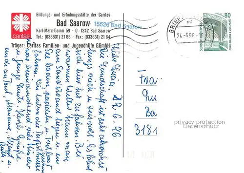 AK / Ansichtskarte Bad_Saarow Bildungs  und Erholungsstaette der Caritas Bad_Saarow