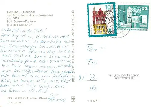 AK / Ansichtskarte Pieskow_Bad_Saarow Gaestehaus Eibenhof Uferpartie am Scharmuetzelsee Pieskow_Bad_Saarow