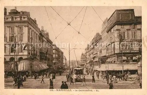 AK / Ansichtskarte Marseille_Bouches du Rhone La Cannebiere Strassenbahn Marseille