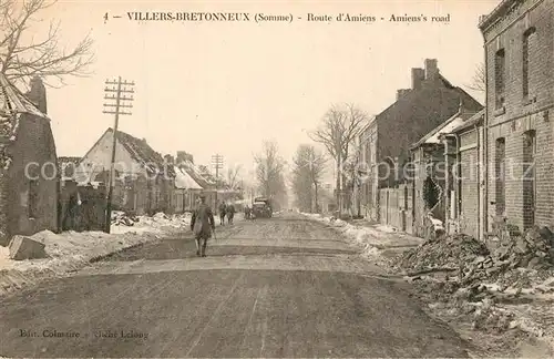 AK / Ansichtskarte Villers Bretonneux Route d Amiens  Villers Bretonneux