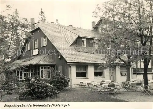 AK / Ansichtskarte Waldidylle Erzgebirgsbaude Handabzug Waldidylle