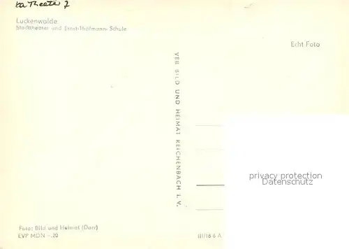 AK / Ansichtskarte Luckenwalde Stadttheater mit Ernst Thaelmann Schule Luckenwalde