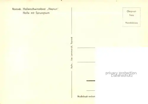 AK / Ansichtskarte Rostock_Mecklenburg Vorpommern Hallenschwimmbad Neptun Handabzug Rostock
