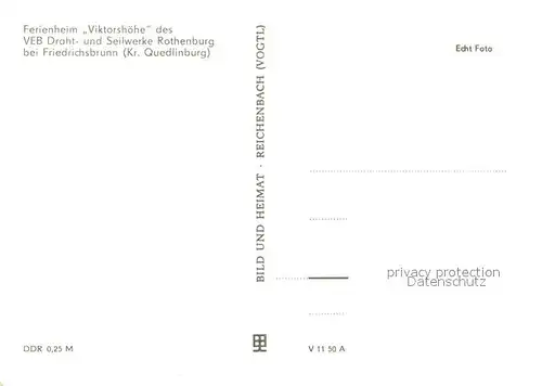 AK / Ansichtskarte Friedrichsbrunn_Harz Ferienheim Viktorshoehe VEB Draht  und Seilwerke Rothenburg Friedrichsbrunn Harz