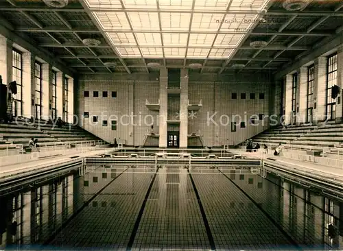 AK / Ansichtskarte Rostock_Mecklenburg Vorpommern Hallenschwimmbad Neptun Halle mit Sprungturm Handabzug Rostock