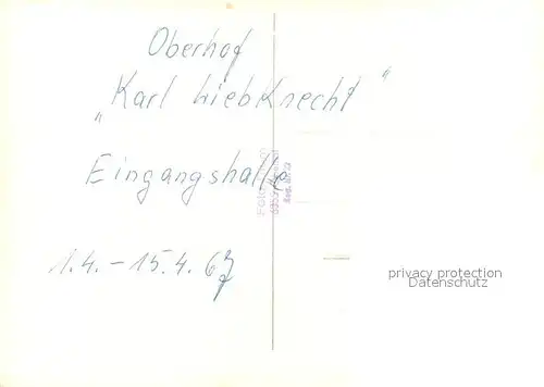 AK / Ansichtskarte Oberhof_Thueringen Erholungsheim Karl Liebknecht Eingangshalle Oberhof Thueringen