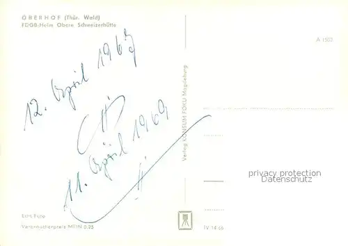 AK / Ansichtskarte Oberhof_Thueringen FDGB Heim Obere Schweizerhuette Oberhof Thueringen