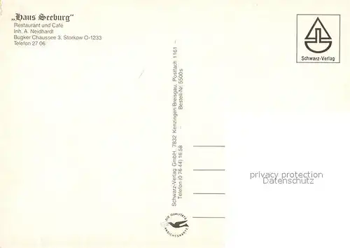 AK / Ansichtskarte Storkow_Mark Restaurant Haus Seeburg Restaurant Cafe Storkow Mark