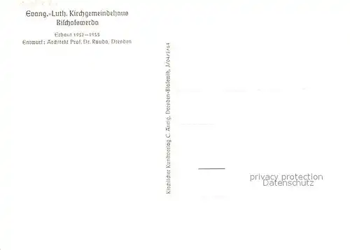 AK / Ansichtskarte Bischofswerda Kirchgemeindehaus Zeichnung Kuenstlerkarte Bischofswerda