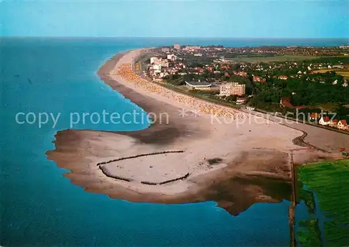 AK / Ansichtskarte Cuxhaven_Nordseebad Fliegeraufnahme mit Strand Cuxhaven_Nordseebad