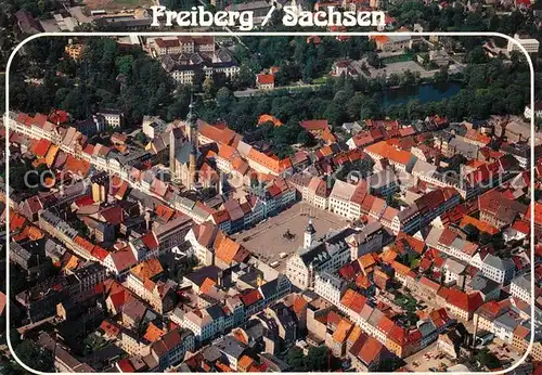 AK / Ansichtskarte Freiberg_Sachsen Fliegeraufnahme Centrum mit Obermarkt Freiberg Sachsen