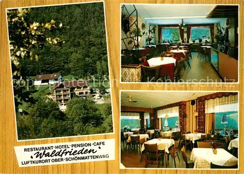 AK / Ansichtskarte Ober Schoenmattenwag Restaurant Hotel Waldfrieden Gastraeume Ober Schoenmattenwag